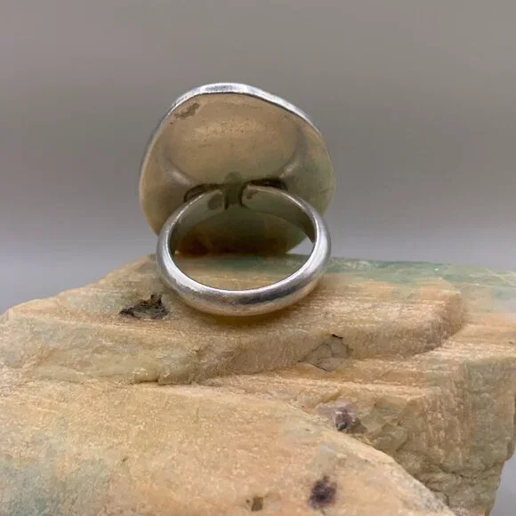 Navajo Native American Indian Made Kingsman Turquoise Sterling Silver Ring 6.5